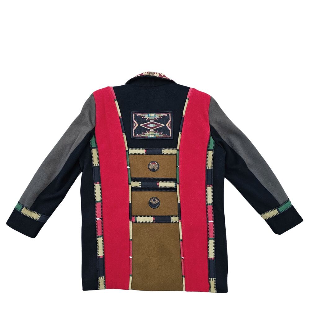 Western Wool Jacket Coloratura Size Small Snap Front Coat Woven Vintage 90s - Picture 10 of 11